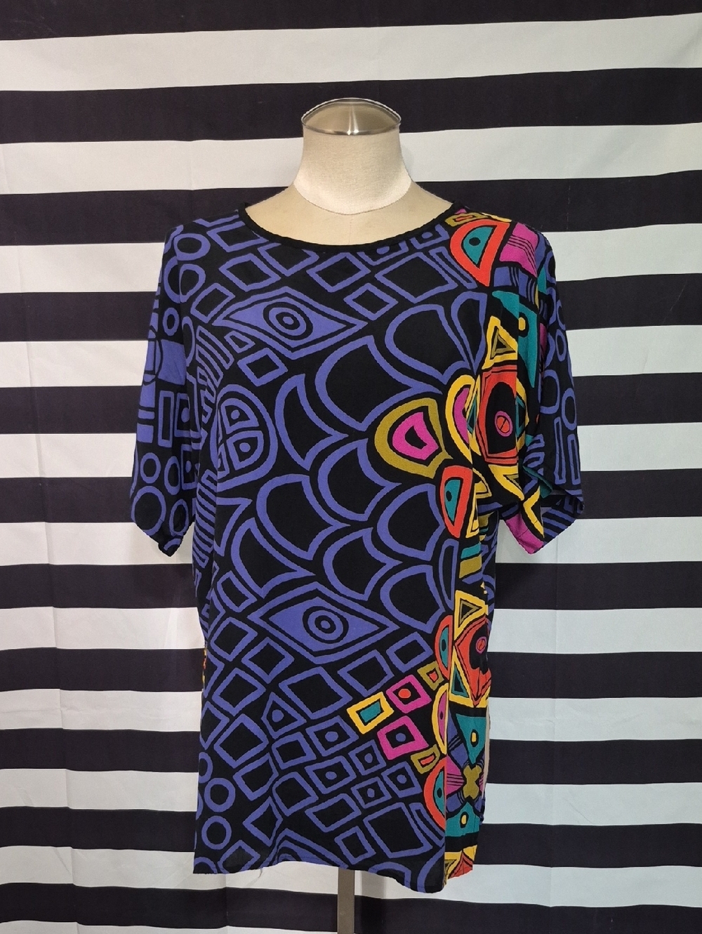 Vintage Dorothy Schoelen Colorful Geometric Multicolor Blouse
